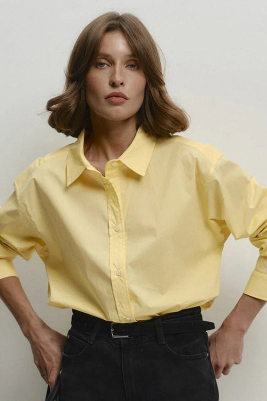 Yellow Cotton Button-Up Blouse