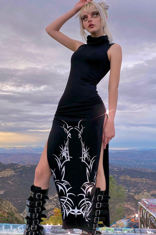 Robe gothique à ourlet fendu