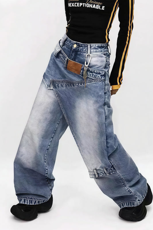 Vintage Fake Two Piece Baggy Jeans