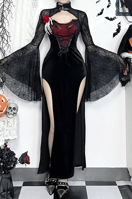 Robe gothique transparente en toile d'araignée