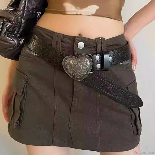 Affection Y2K Gothic Vintage Slender Individuality Belt Black / 105CM