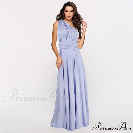 Alexandra Satin Lace Charming Back A-Line Dress Baby Blue / S S.o. Long Dresses