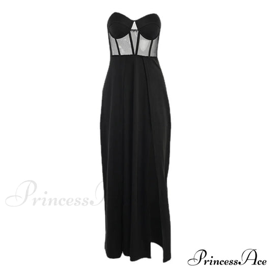 Alexia Formal High Charming Slit Illusion Dress Black / S S.o. Long Dresses