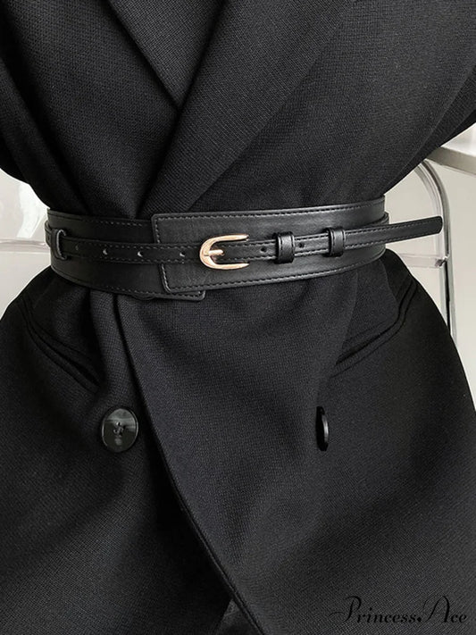 Amorini Charming Leather Belt Black / One Size Belts