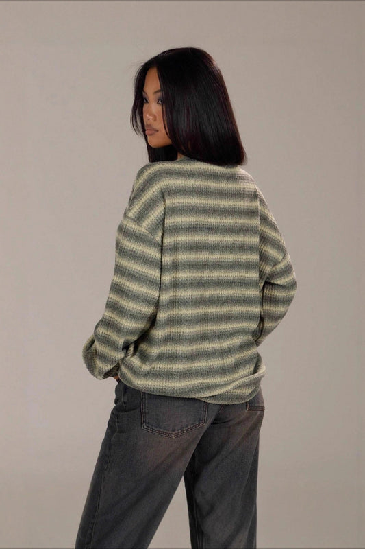 Heather Stripe Crew Neck Sweater