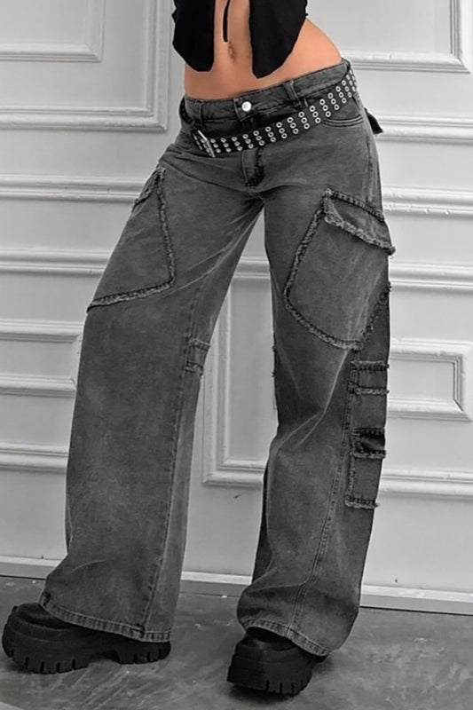 Jean utilitaire taille haute style urbain