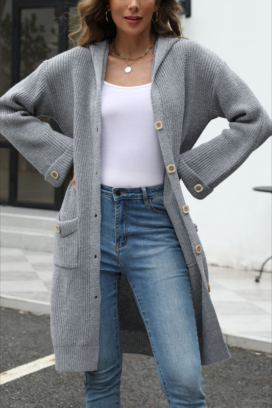 Cardigan en tricot de couleur unie à coupe ample et col en V