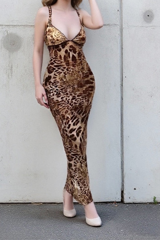 Robe longue à imprimé floral vintage