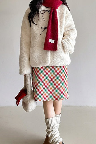 Checkered Wool Skirt