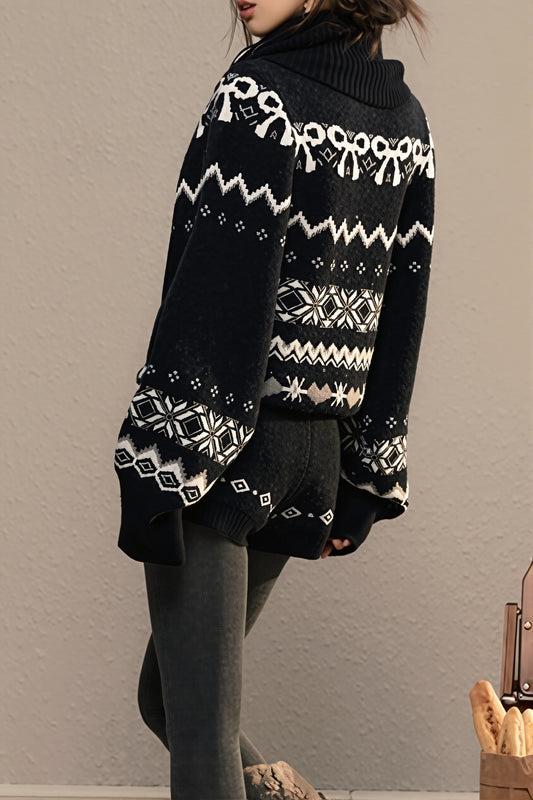 Fair Isle Turtleneck Knit Pants Set