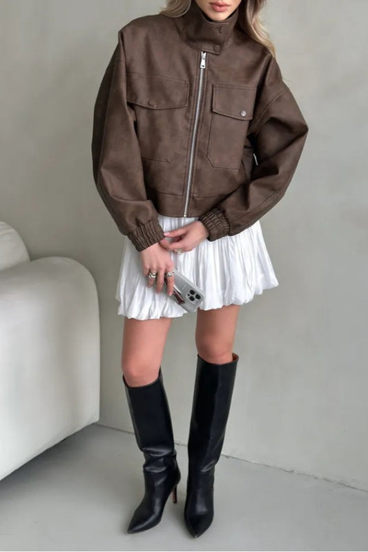 Manteau ouvert léger en PU