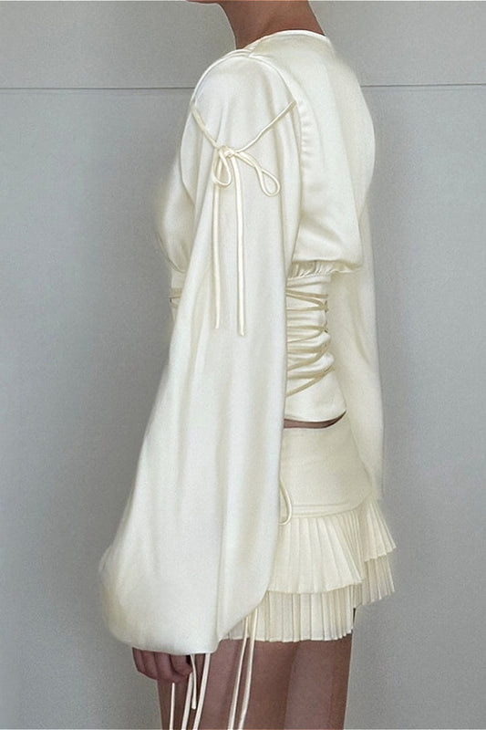 Chemisier vintage en satin extensible à taille cintrée