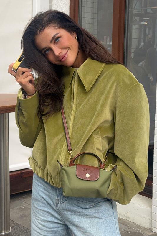 Veste à col en velours uni