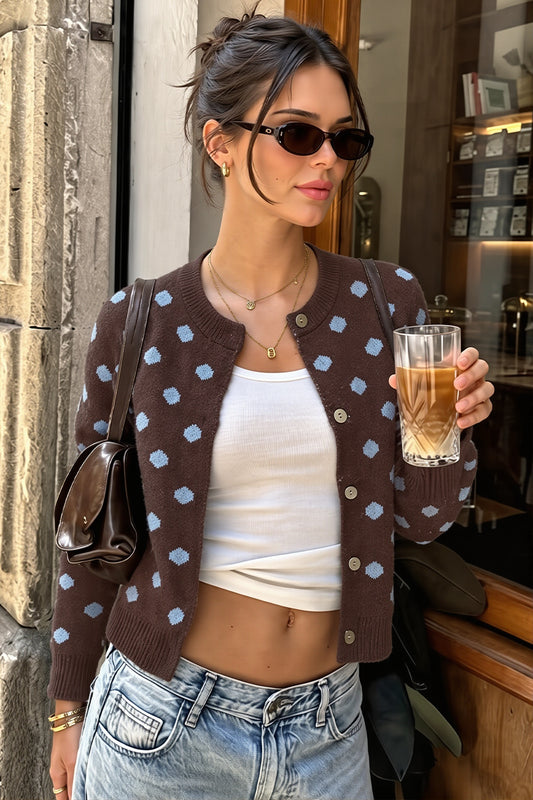 Polka Dot Button Front Cardigan