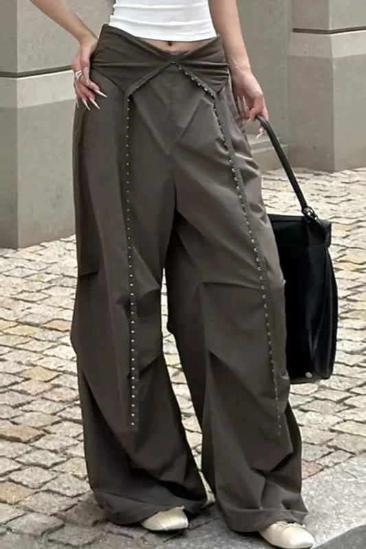 Pantalon cargo rétro Y2K à revers et boutons