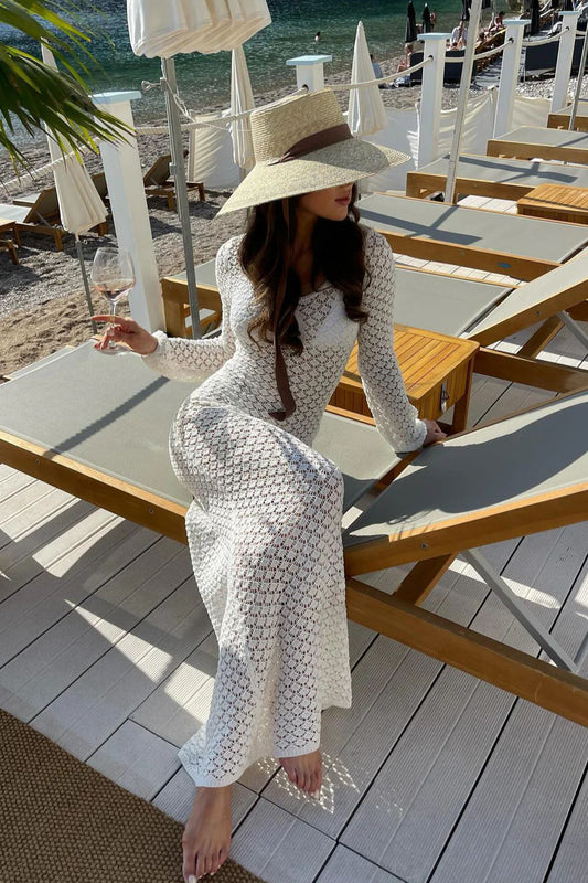 Cache-maillot à manches longues en crochet creux