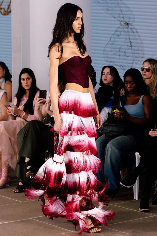 Robe longue décontractée élégante à taille élastique et franges