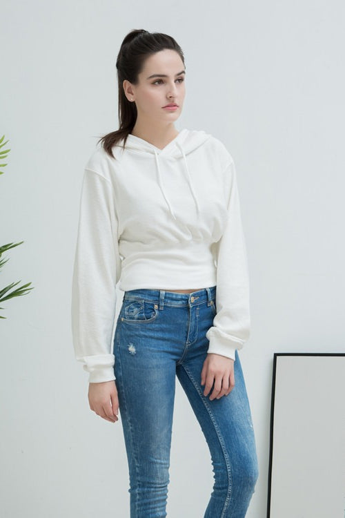 Sweat à capuche ample taille haute