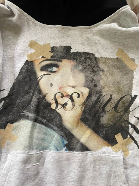 Sweat à capuche imprimé colorblock vintage