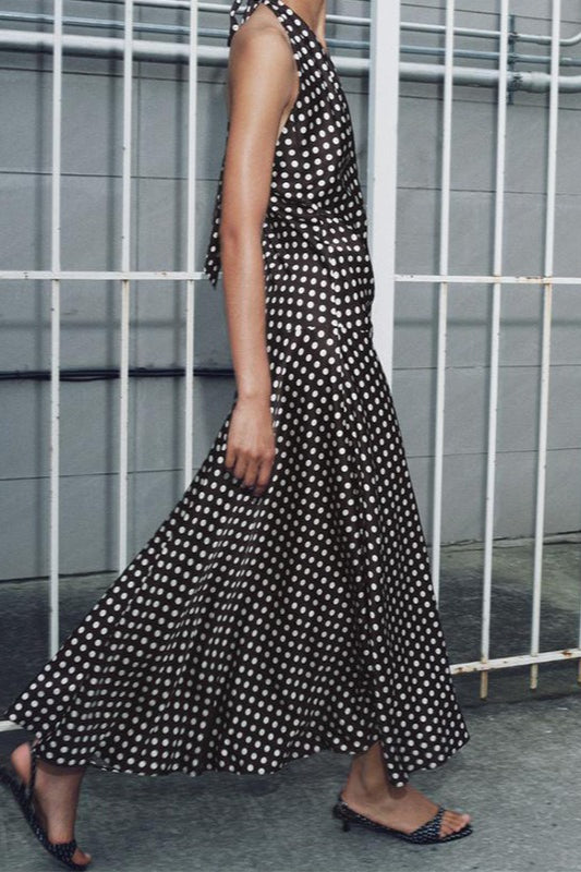 Robe longue à pois et col licou