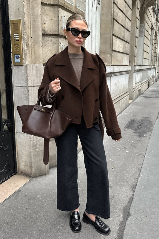 Manteau croisé en laine mélangée