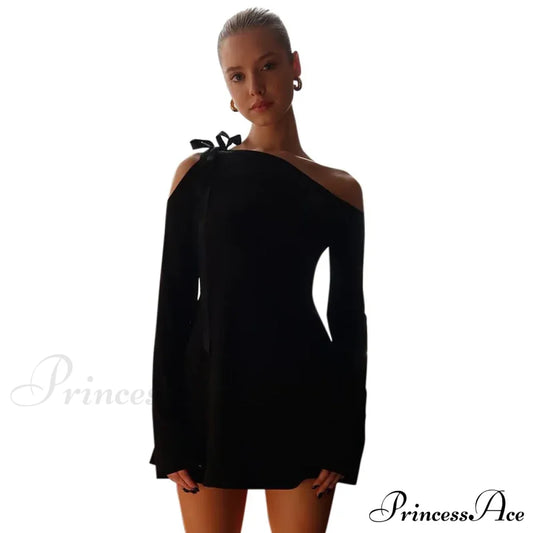 Backless Strapless Mini Summer Vestido Solid Casual Hollow Out Y2K Bodycon Dress Black / S