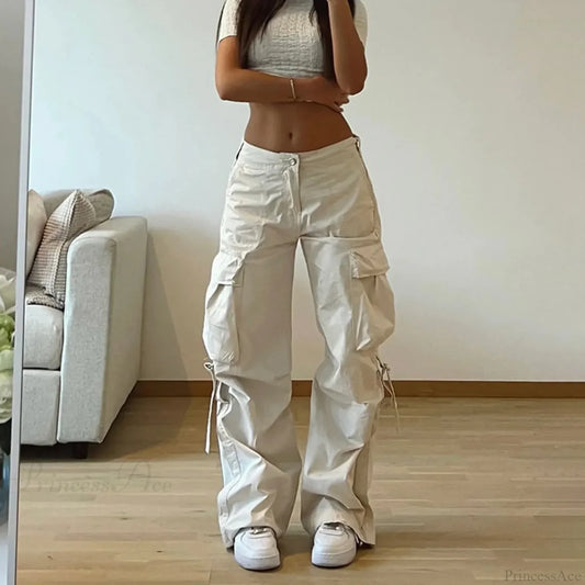 Baggy Cargo Drawstring Wide Leg Pants
