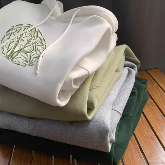 Bamboo Pattern Print Casual Y2K Hoodie