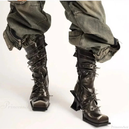 Barren Style Gothic Pant Leg Boot Black / 35