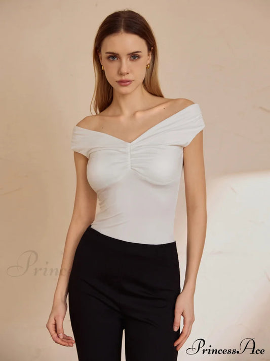 Basic Solid Graceful Off-Shoulder Top T-Shirts