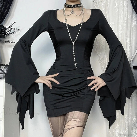 Batwing Lengthy Sleeve Mini Dress