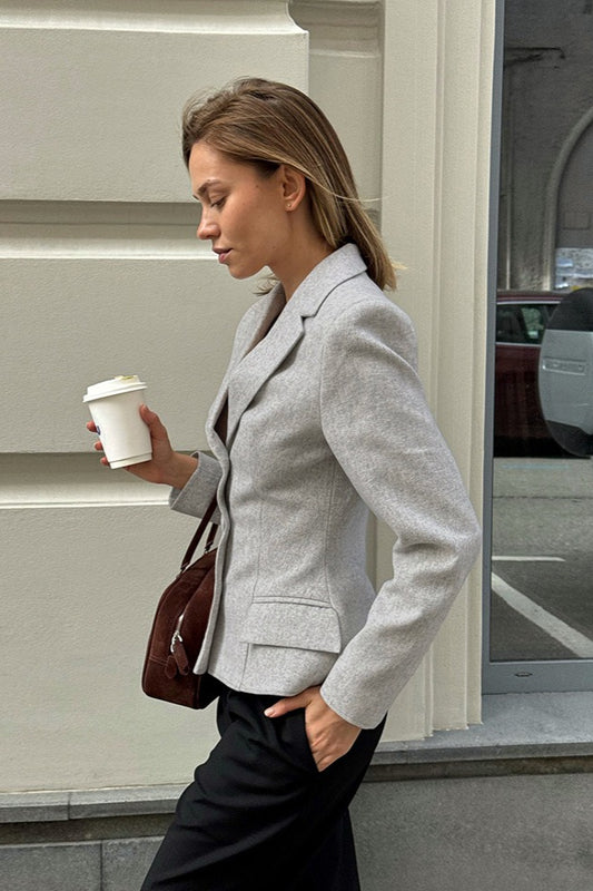 Blazer gris coupe slim vintage