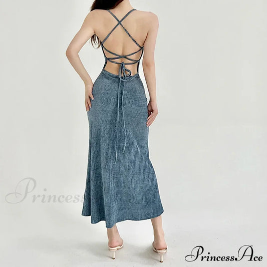 Beachwear Knit Sexy Spaghetti Strap Strapless Backless Lace Up Female Slip Holiday Club Bodycon