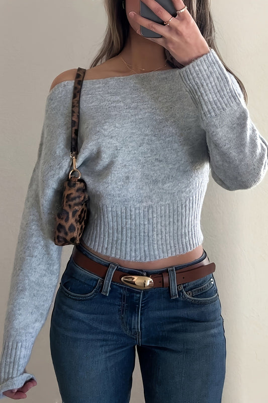 Off Shoulder Cropped Sweater