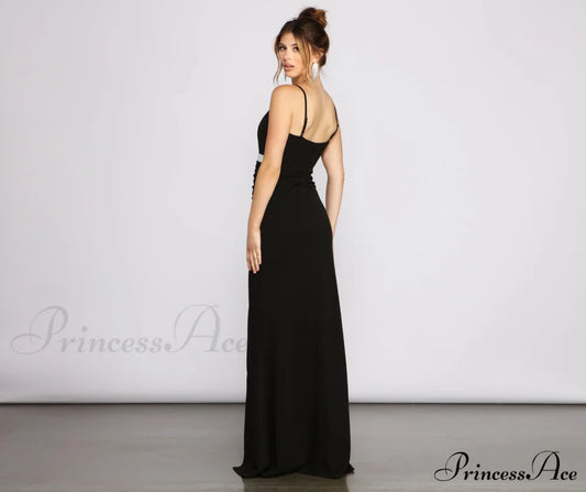 Bella Rhinestone Waist Charming Crepe Formal Dress S.o. Long Dresses