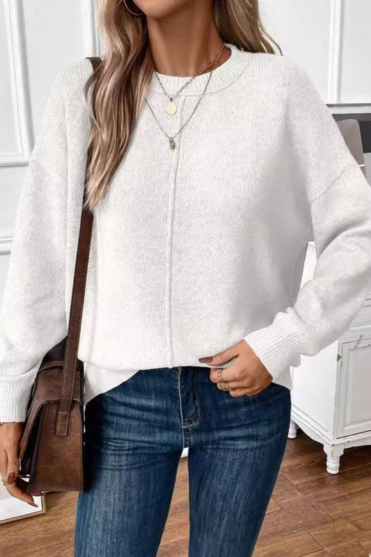 Classic Crew Neck Relaxed Knit Sweater