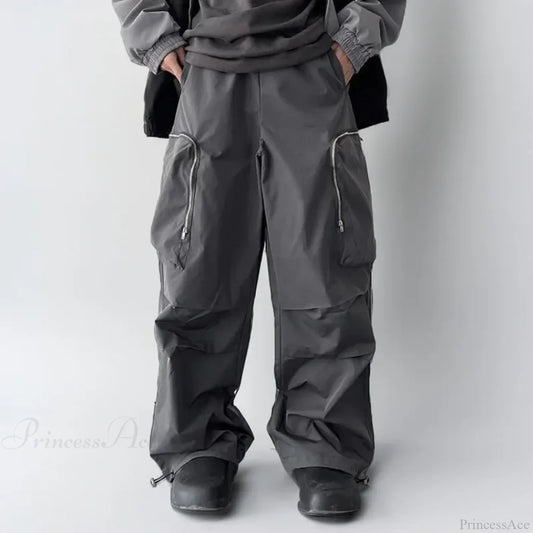 Black Baggy Cargo Streetwear Pants M / Gray