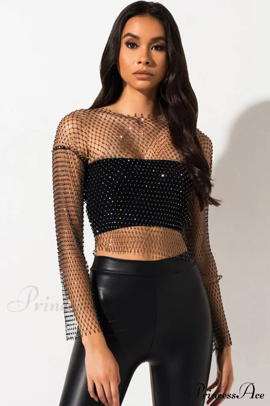 Black Stone Mesh Blouse | Dress In Beauty