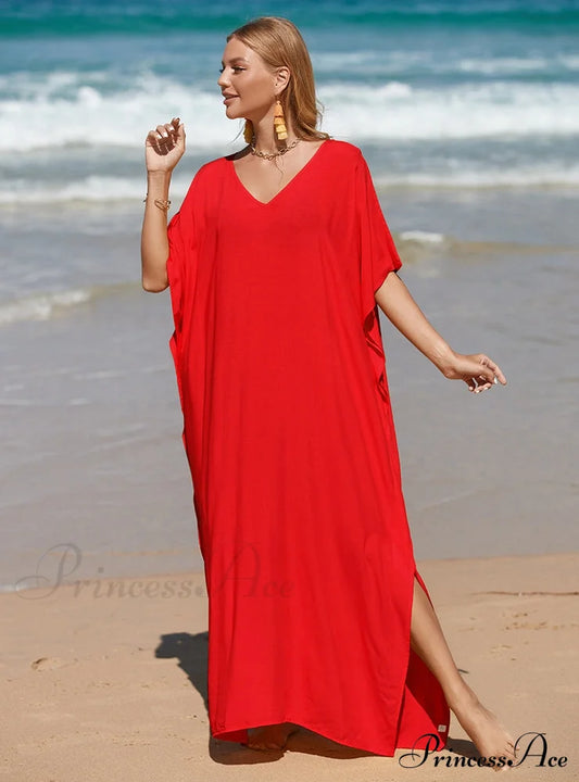 Bohemian Smock Robe For Plus Size Women S / Red Dresses
