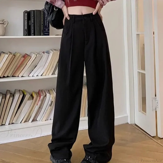 Brown Suit Baggy Office Pants Black / S