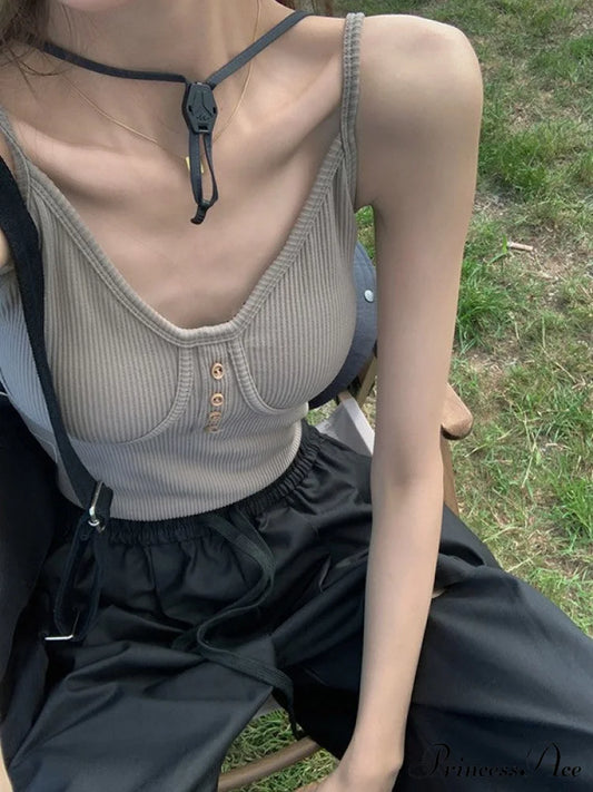 Button Front Semi Trendy Sheer Long Sleeve Blouse Khaki / One Size Tank Tops&Camis