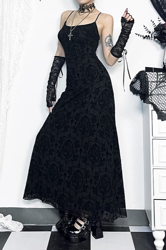 Robe gothique moulante à bretelles croisées