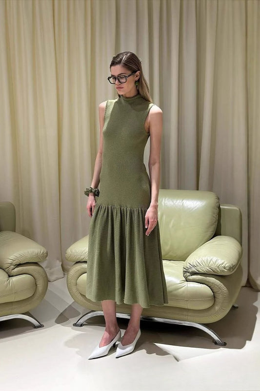 Robe longue élégante en tricot trapèze