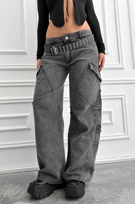 Jean utilitaire taille haute style urbain