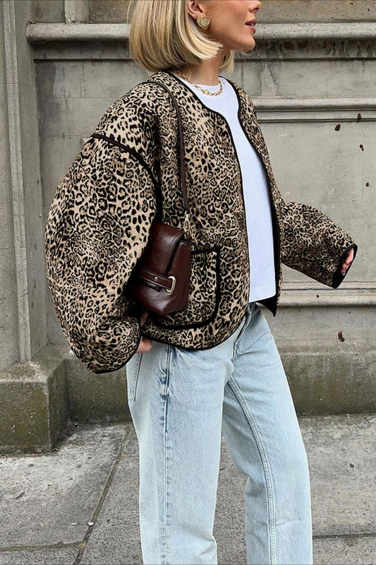 Cardigan court à imprimé animal de style vintage