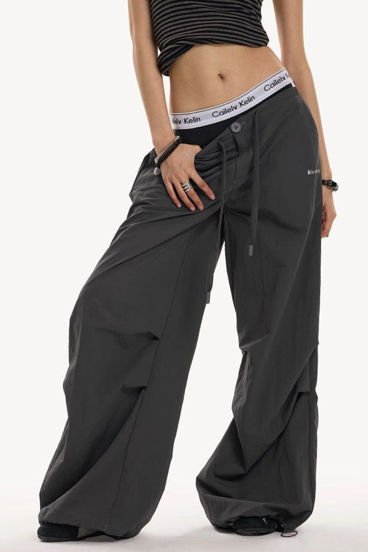 Pantalon cargo militaire rétro gris Y2K