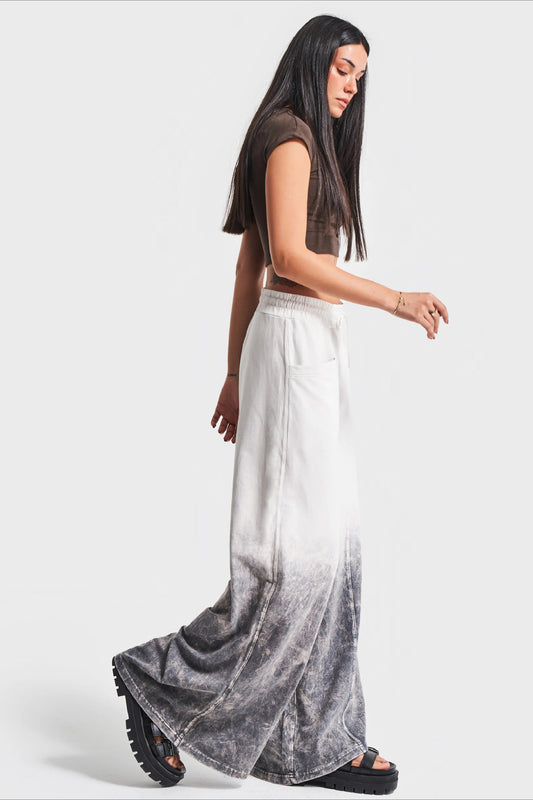 Jean large taille haute avec cordon de serrage ombré