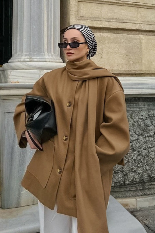 Manteau mi-long oversize en laine de style britannique vintage