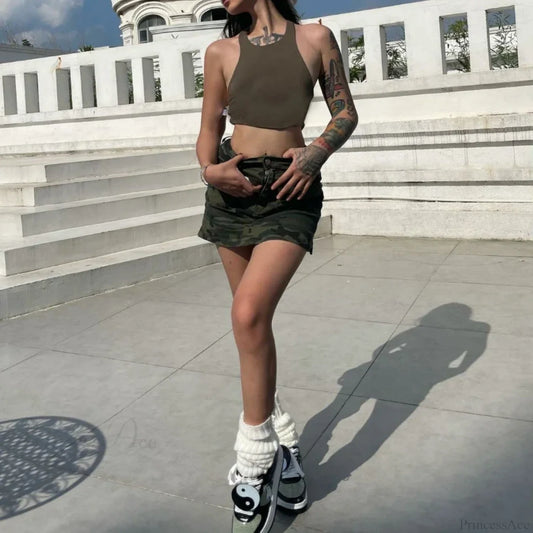 Camouflage Cargo Pocket Skirt skirts-250223