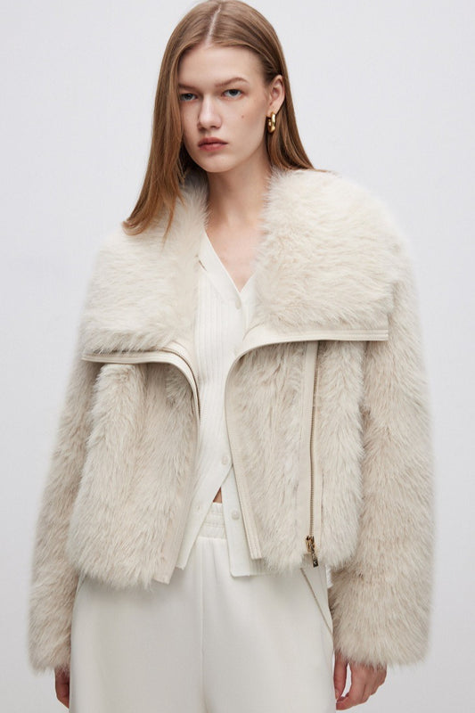 Plush Paneled Thick Warm Notch Collar Coat